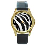 Zebra Round Gold Metal Watch