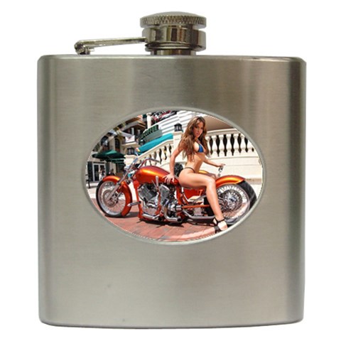 Chopper & Nancy Hip Flask (6 oz) from ArtsNow.com Front