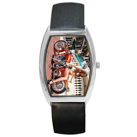 Chopper & Nancy Barrel Style Metal Watch from ArtsNow.com Front