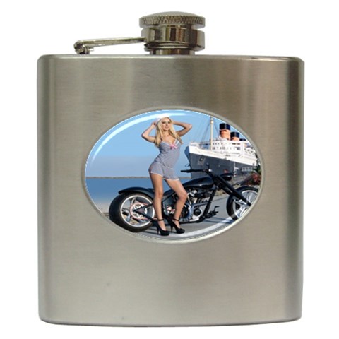 Black Rebel Hip Flask (6 oz) from ArtsNow.com Front