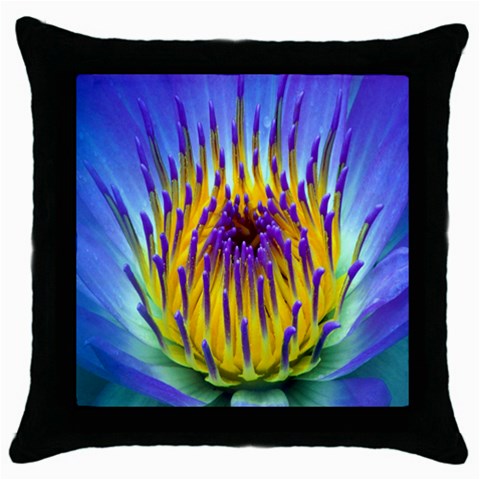 Water Lily Throw Pillow Case (Black) from ArtsNow.com Front