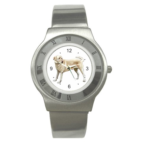 BW Yellow Labrador Retriever Dog Gifts Stainless Steel Watch from ArtsNow.com Front