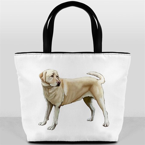 BW Yellow Labrador Retriever Dog Gifts Bucket Bag from ArtsNow.com Front