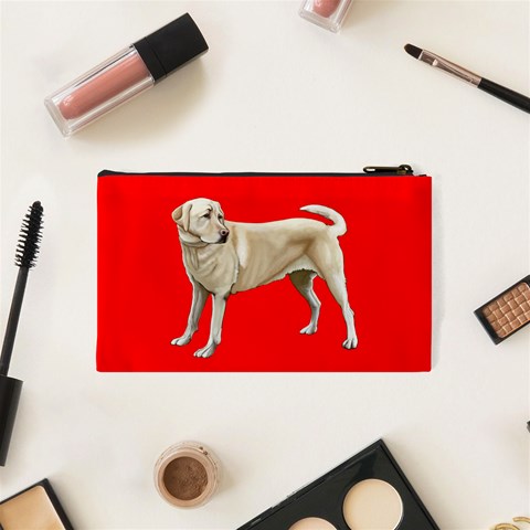 BW Yellow Labrador Retriever Dog Gifts Cosmetic Bag (Small) from ArtsNow.com Back