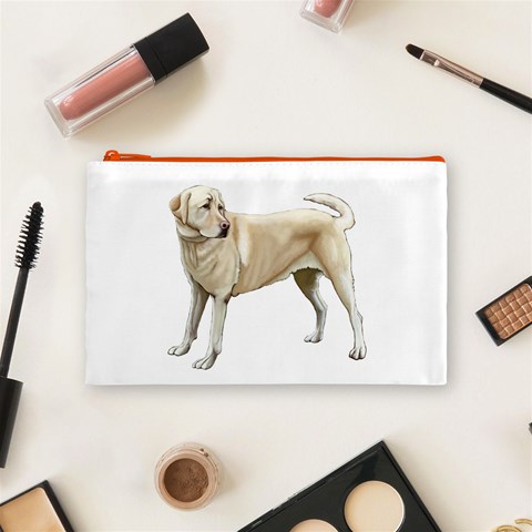 BW Yellow Labrador Retriever Dog Gifts Cosmetic Bag (Medium) from ArtsNow.com Front