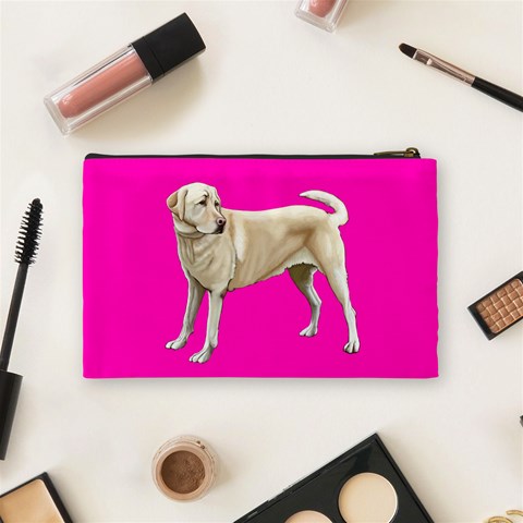 BW Yellow Labrador Retriever Dog Gifts Cosmetic Bag (Medium) from ArtsNow.com Back