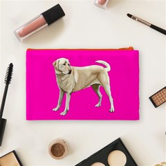 BW Yellow Labrador Retriever Dog Gifts Cosmetic Bag (Medium) from ArtsNow.com Back