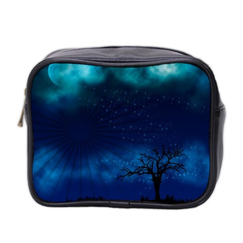 Midnight Blue Outdoors_003b Mini Toiletries Bag (Two Sides) from ArtsNow.com Front