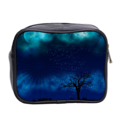 Midnight Blue Outdoors_003b Mini Toiletries Bag (Two Sides) from ArtsNow.com Back