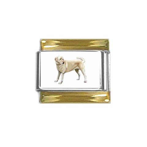 Yellow Labrador Retriever Gold Trim Italian Charm (9mm) from ArtsNow.com Front