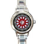 Red and Silver Round Italian Charm Watch