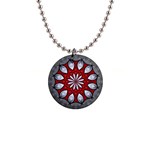 Red and Silver 1  Button Necklace