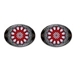 Red and Silver Cufflinks (Oval)