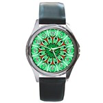 Green Eye Flower Round Metal Watch