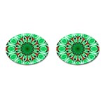 Green Eye Flower Cufflinks (Oval)