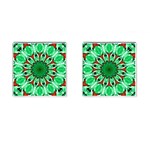 Green Eye Flower Cufflinks (Square)