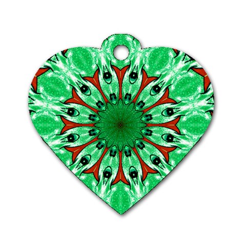 Green Eye Flower Dog Tag Heart (One Side) from ArtsNow.com Front