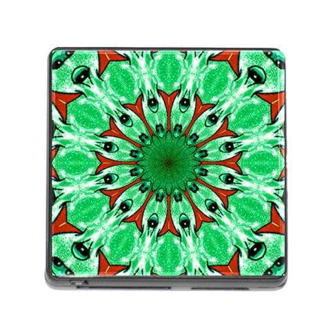 Green Eye Flower Memory Card Reader with Storage (Square) from ArtsNow.com Front