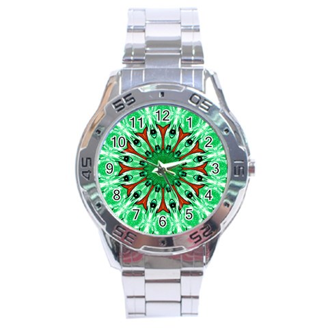 Green Eye Flower Stainless Steel Analogue Men’s Watch from ArtsNow.com Front