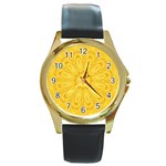 Gold Flower Round Gold Metal Watch