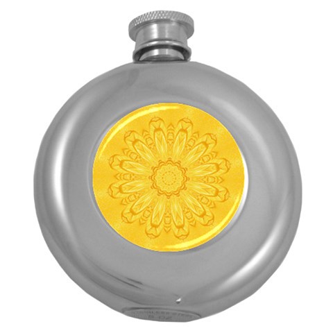 Gold Flower Hip Flask (5 oz) from ArtsNow.com Front