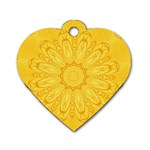 Gold Flower Dog Tag Heart (One Side)