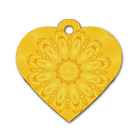 Gold Flower Dog Tag Heart (Two Sides) from ArtsNow.com Front