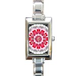 Red Roses Rectangular Italian Charm Watch