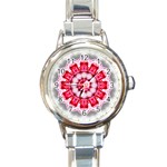 Red Roses Round Italian Charm Watch