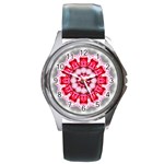 Red Roses Round Metal Watch