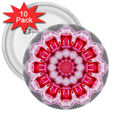 Red Roses 3  Button (10 pack) from ArtsNow.com Front