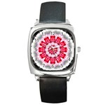 Red Roses Square Metal Watch