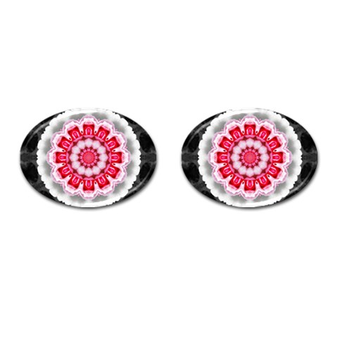 Red Roses Cufflinks (Oval) from ArtsNow.com Front(Pair)