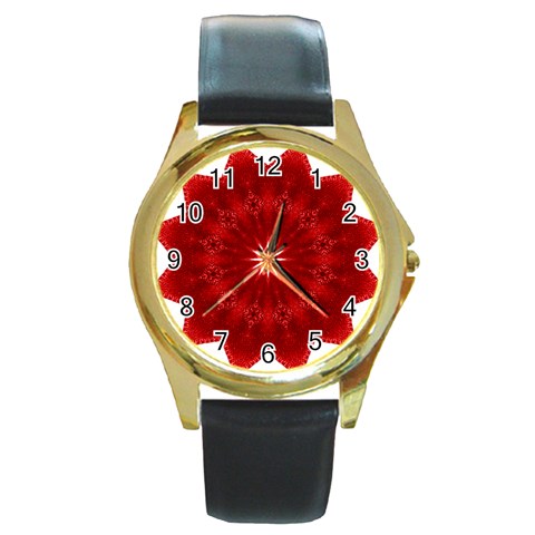 Red Star Round Gold Metal Watch from ArtsNow.com Front