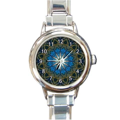 Bright Blue Star Round Italian Charm Watch from ArtsNow.com Front