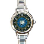 Bright Blue Star Round Italian Charm Watch