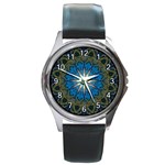 Bright Blue Star Round Metal Watch