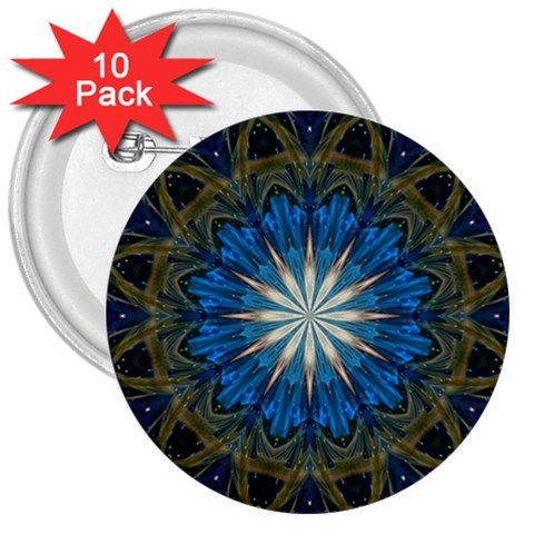 Bright Blue Star 3  Button (10 pack) from ArtsNow.com Front