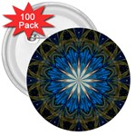 Bright Blue Star 3  Button (100 pack)