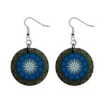 Bright Blue Star 1  Button Earrings