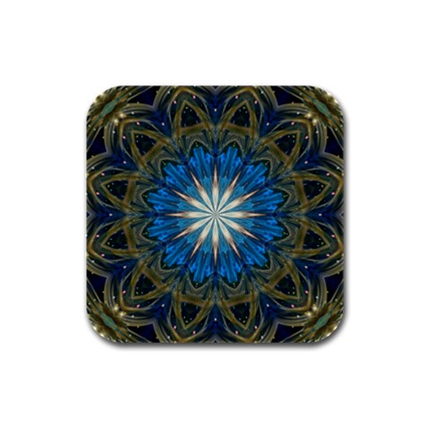 Bright Blue Star Rubber Square Coaster (4 pack) from ArtsNow.com Front