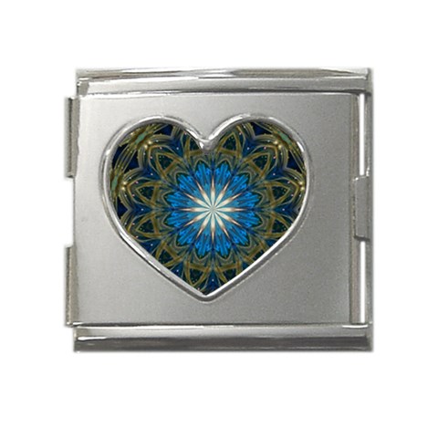 Bright Blue Star Mega Link Heart Italian Charm (18mm) from ArtsNow.com Front