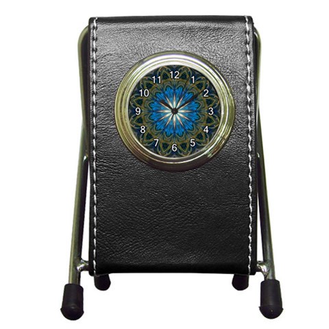 Bright Blue Star Pen Holder Desk Clock from ArtsNow.com Front