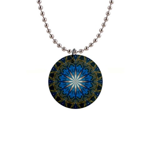 Bright Blue Star 1  Button Necklace from ArtsNow.com Front