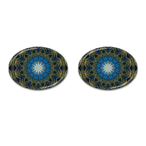 Bright Blue Star Cufflinks (Oval) from ArtsNow.com Front(Pair)