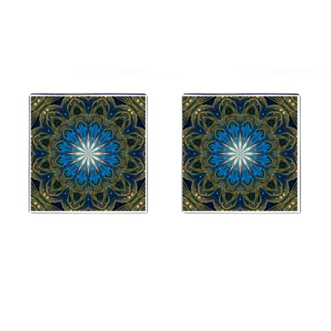 Bright Blue Star Cufflinks (Square) from ArtsNow.com Front(Pair)