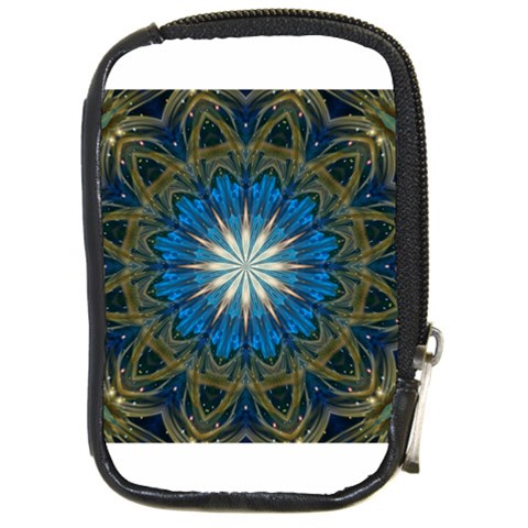 Bright Blue Star Compact Camera Leather Case from ArtsNow.com Front