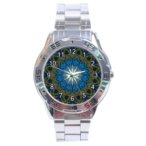 Bright Blue Star Stainless Steel Analogue Men’s Watch from ArtsNow.com Front