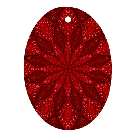 Red Quilt Ornament (Oval) from ArtsNow.com Front