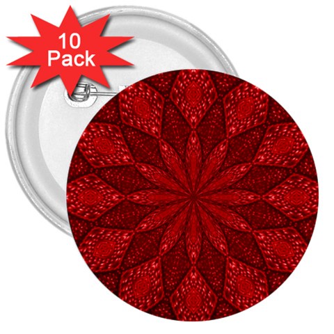 Red Quilt 3  Button (10 pack) from ArtsNow.com Front